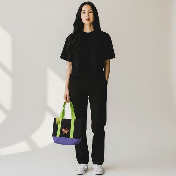 Trader Joe’s Multicolor Trick Treat Tote Bag Limited Edition Black Green Purple - Picture 1 of 4